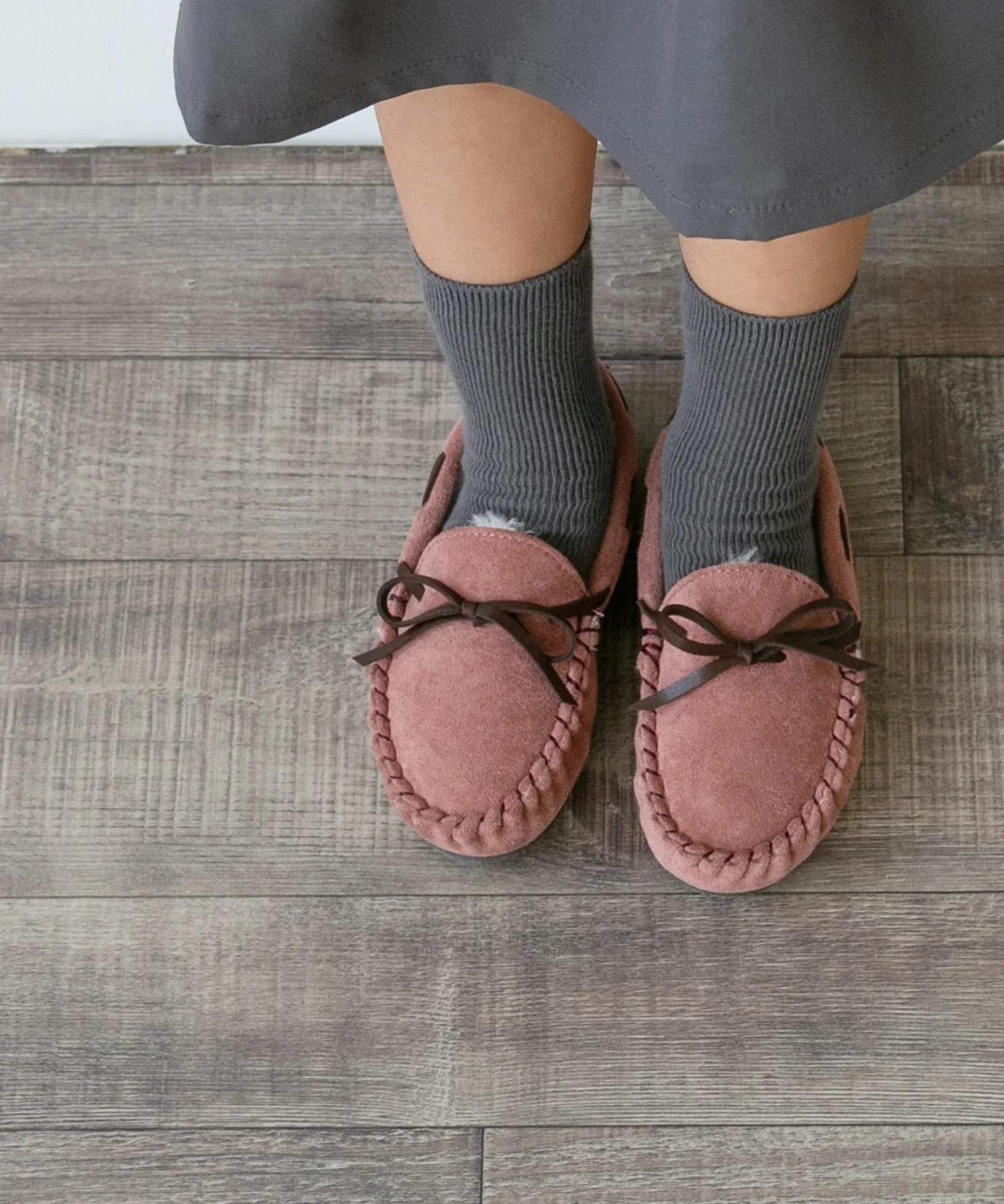 Детские мокасины с водоотталкивающей обработкой и мехом menue Ribbon pink