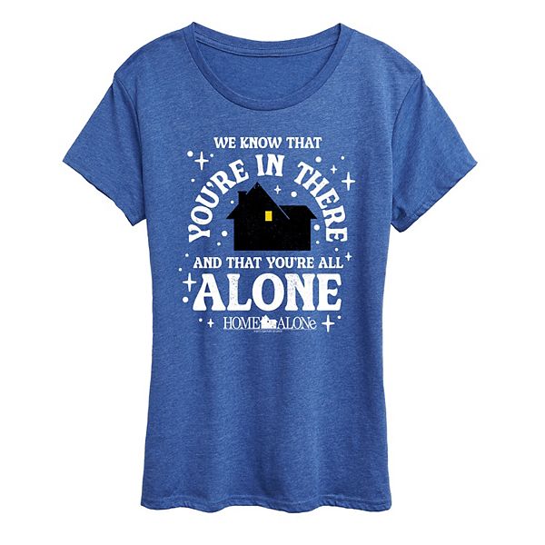 

Футболка с принтом Women's home alone we know you're in there Licensed Character, Heather Royal Blue