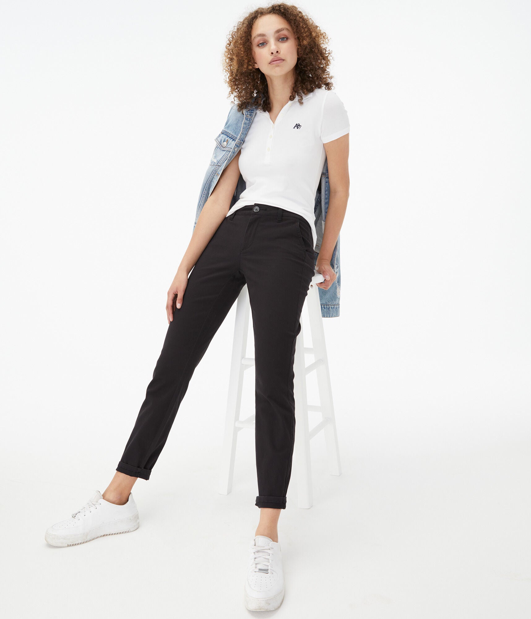 

Женские обтягивающие брюки из твила Aeropostale, черный