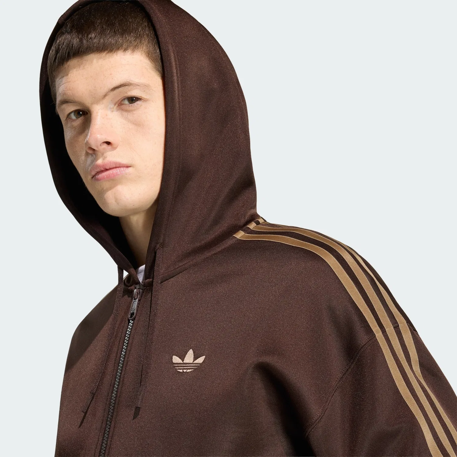 Толстовка на молнии Adidas Originals Adicolor в карамельном и шоколадном цветах — фото 4
