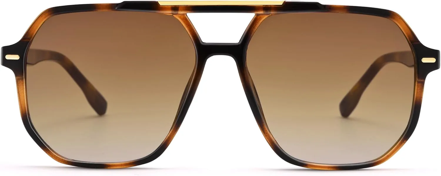 

Солнцезащитные очки Pro Acme Oversized Retro Trendy Aviator Sunglasses для женщин и мужчин в стиле 70-х годов, квадратная оправа, Brown Tortoise/Gradient Brown