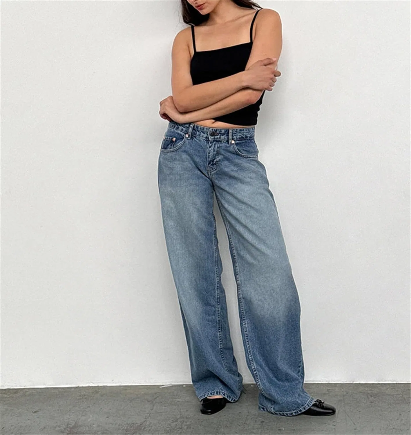Джинсы прямые свободные Y2K, Vintage Denim, синие — фото 3