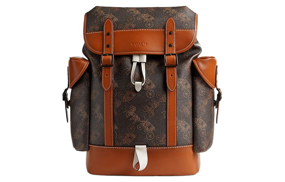 

COACH Мужские холщовые с кожаным рюкзаком тубы коричневого и черного цветов