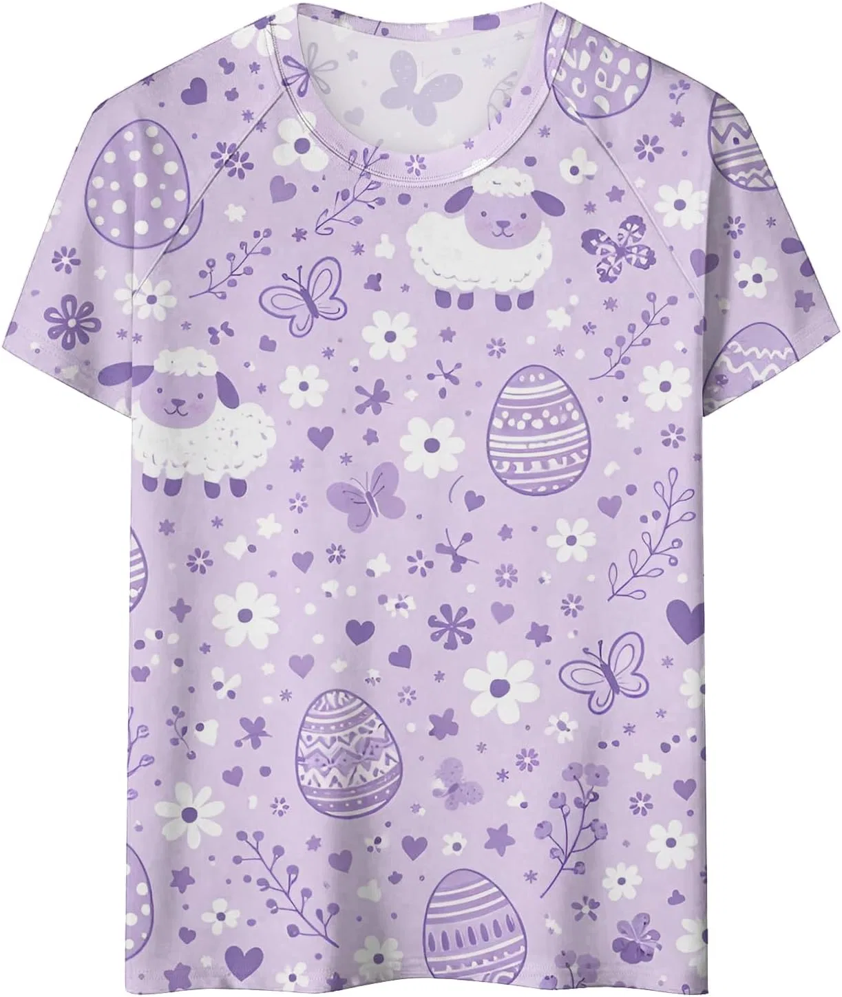 Футболка женская с круглым вырезом, короткий рукав, бренд Generic, цвет 2-purple — фото 4