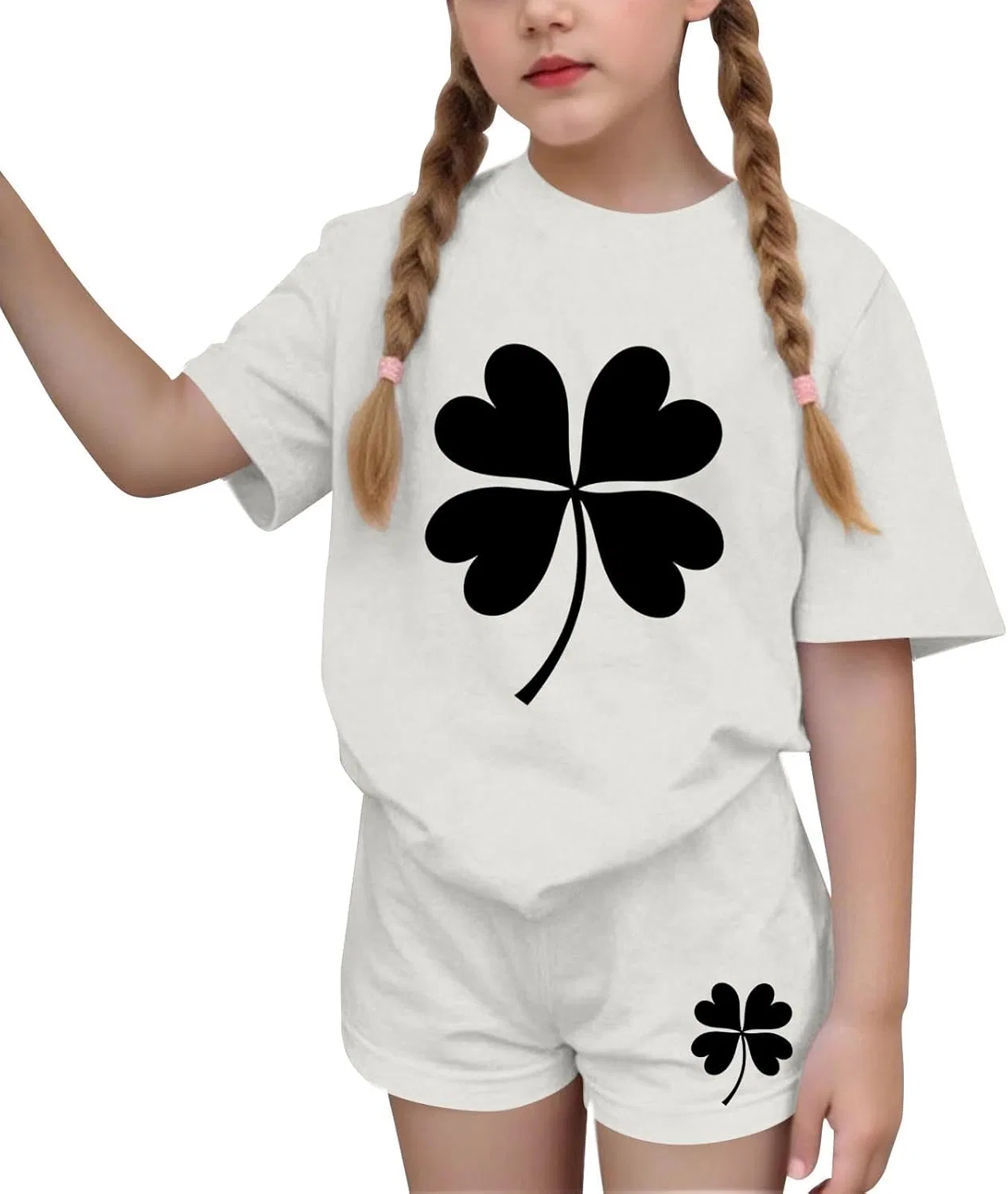 Детский спортивный костюм с принтом Shamrock Zzalalana, 2 предмета, White