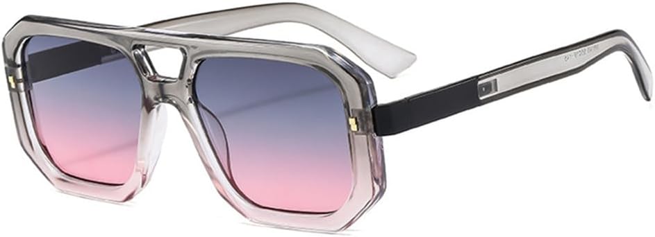 

Солнцезащитные очки UV400 с двойной перемычкой, прозрачными линзами и заклепками, подходят для женщин и мужчин, для бега и занятий спортом на открытом воздухе UYPTK, Grey Pink