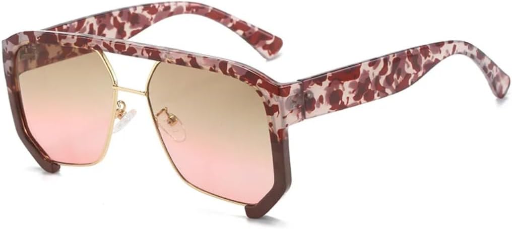 

Солнцезащитные очки в полуободковой квадратной оправе для женщин и мужчин в стиле панк-ретро, ​​роскошные, винтажные, с защитой от УФ-излучения UV400 UATXTAU, Leopard Tea Pink