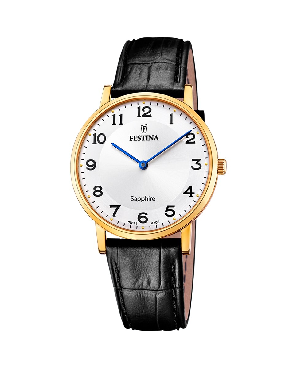 

F20016/5 Черные кожаные мужские часы Swiss Made Festina, черный