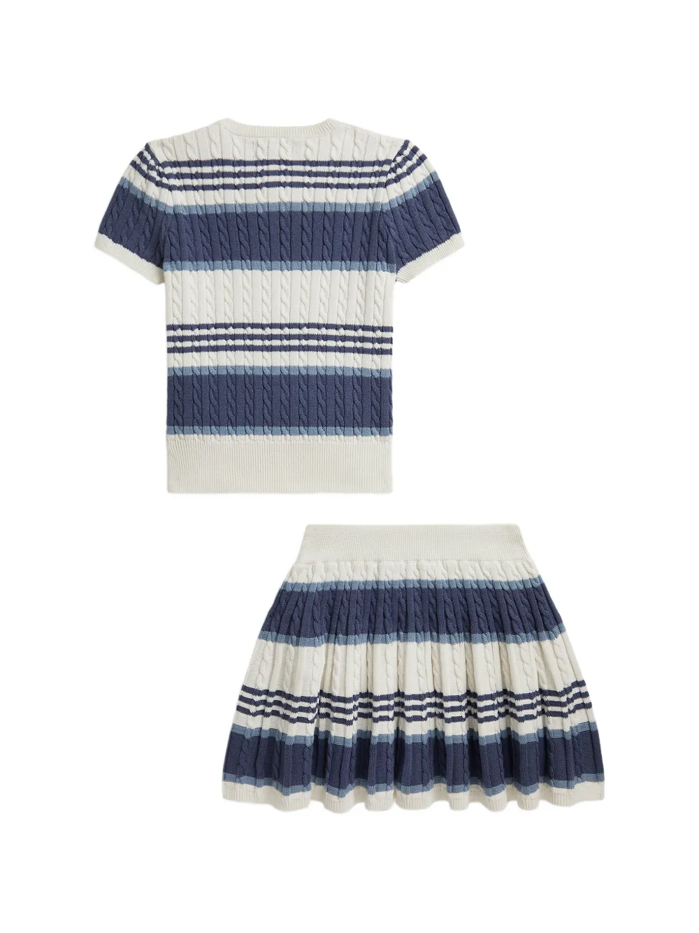 Комплект из топа и юбки фактурной вязки Polo Ralph Lauren Kids, синий — фото 2