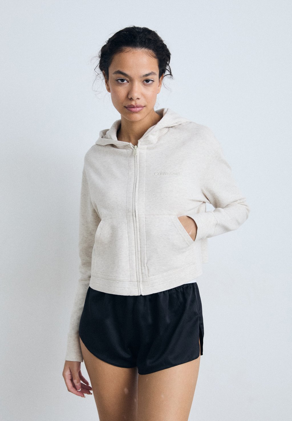 

Пижамная рубашка FULL ZIP HOODIE ICON COTTON TERRY Calvin Klein Underwear, бежевый