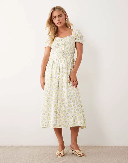 

Платье миди цвета слоновой кости с цветочным принтом Nothing's Child Petite Savanna