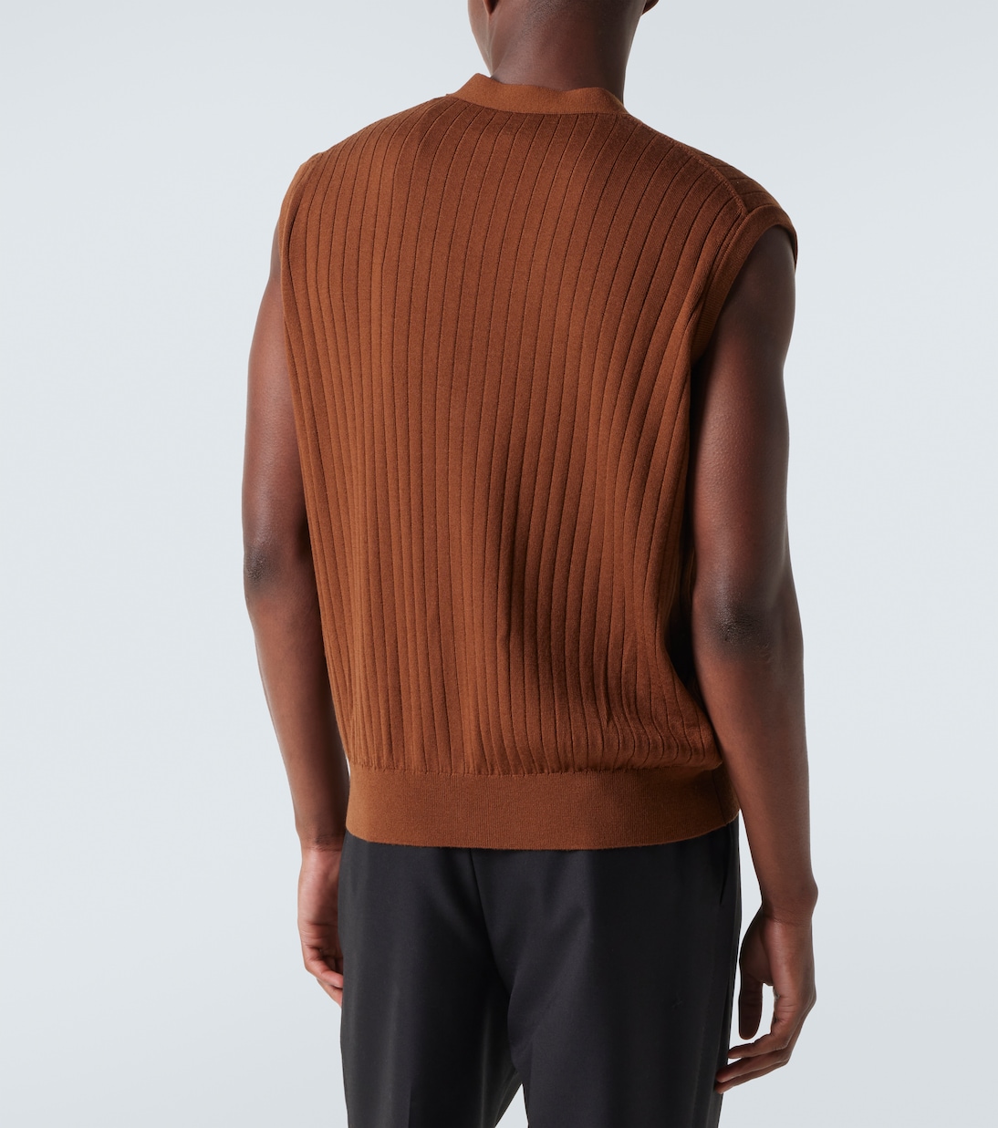 Вязаный жилет из шерсти с рубчиком Bottega Veneta, Toffee — фото 4