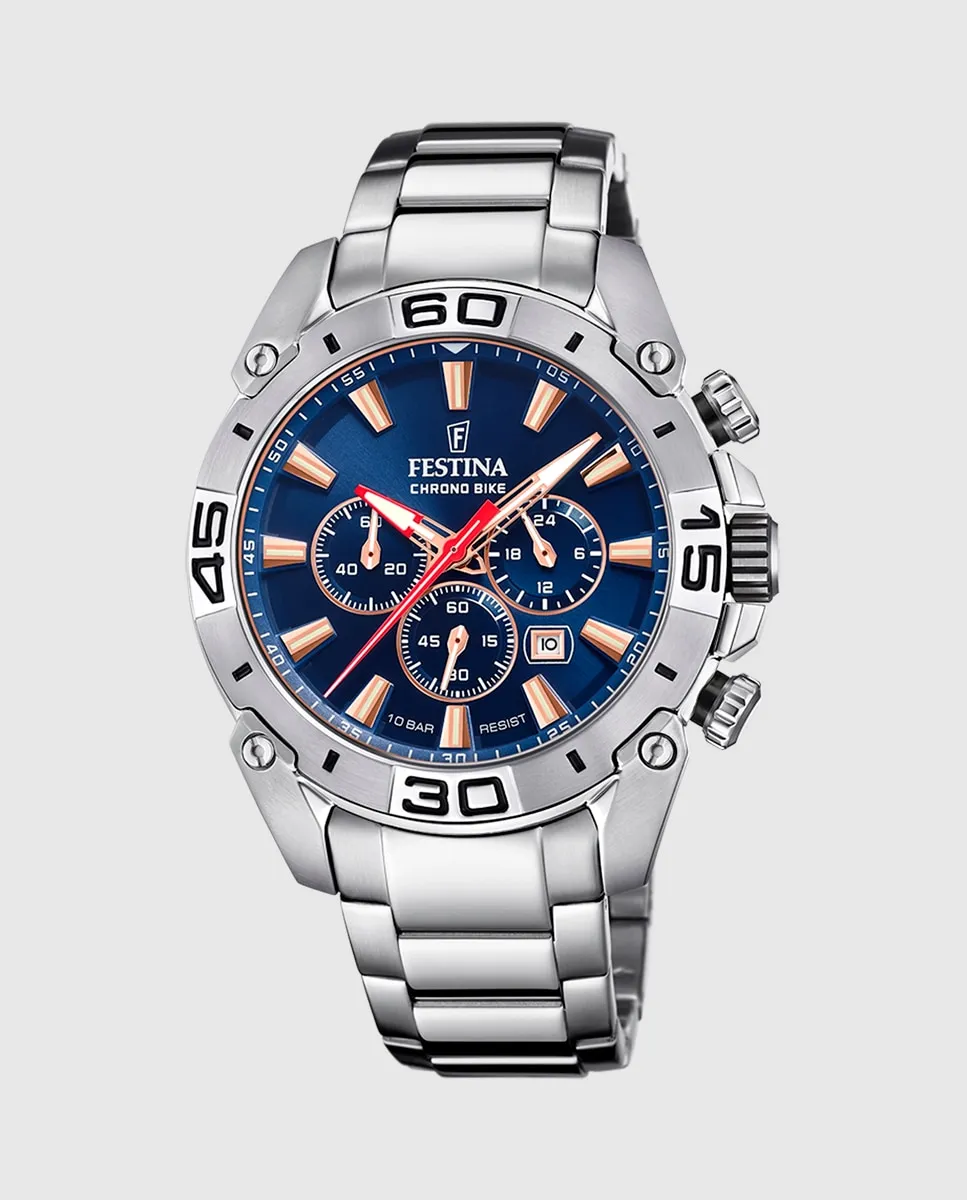 

Мужские часы F20543/4 Chrono Bike из серебристой стали Festina, серебряный