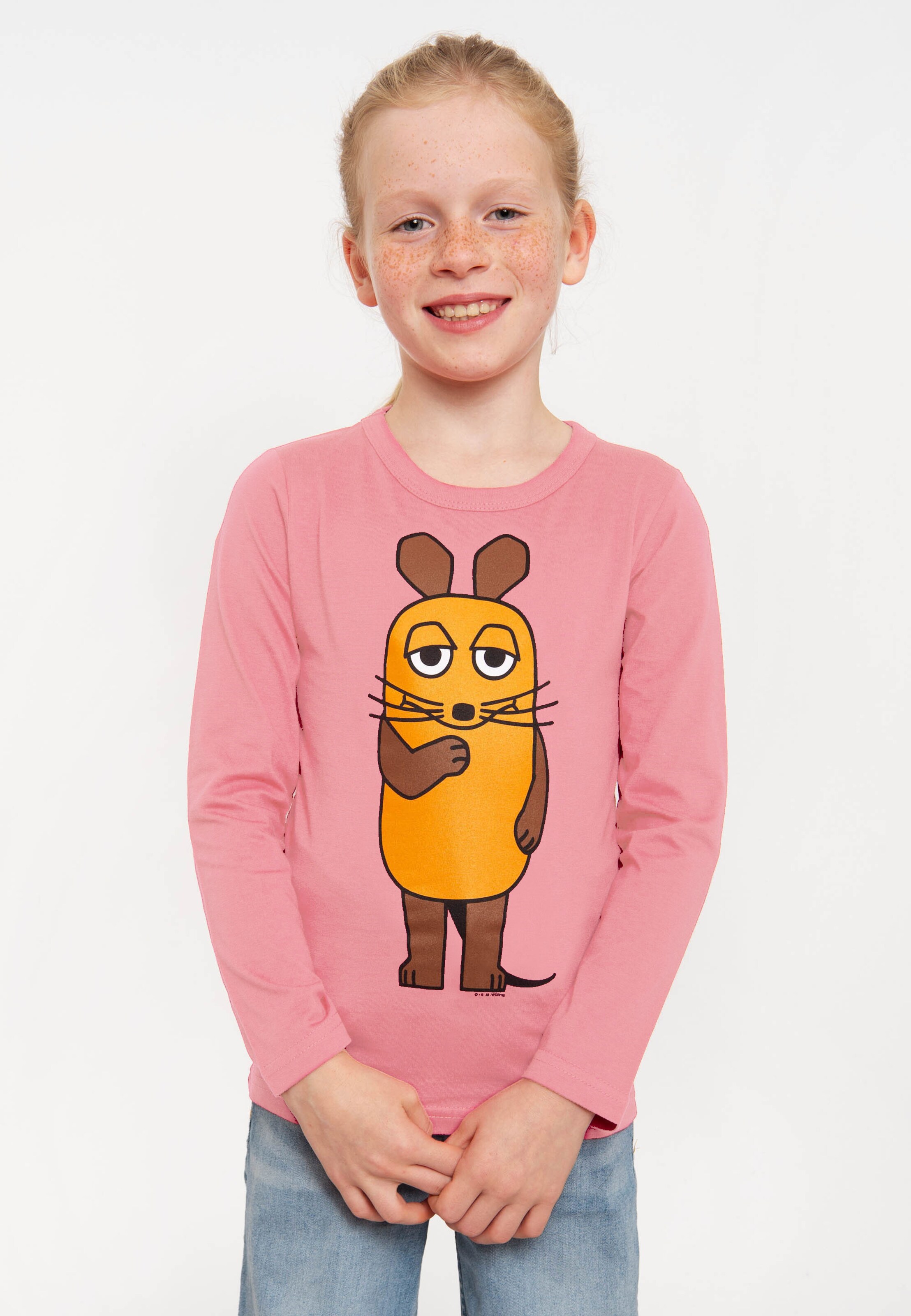 LOGOSHIRT Лонгслив 'Die Sendung mit der Maus - Die Maus' в светло-розовом — фото 2