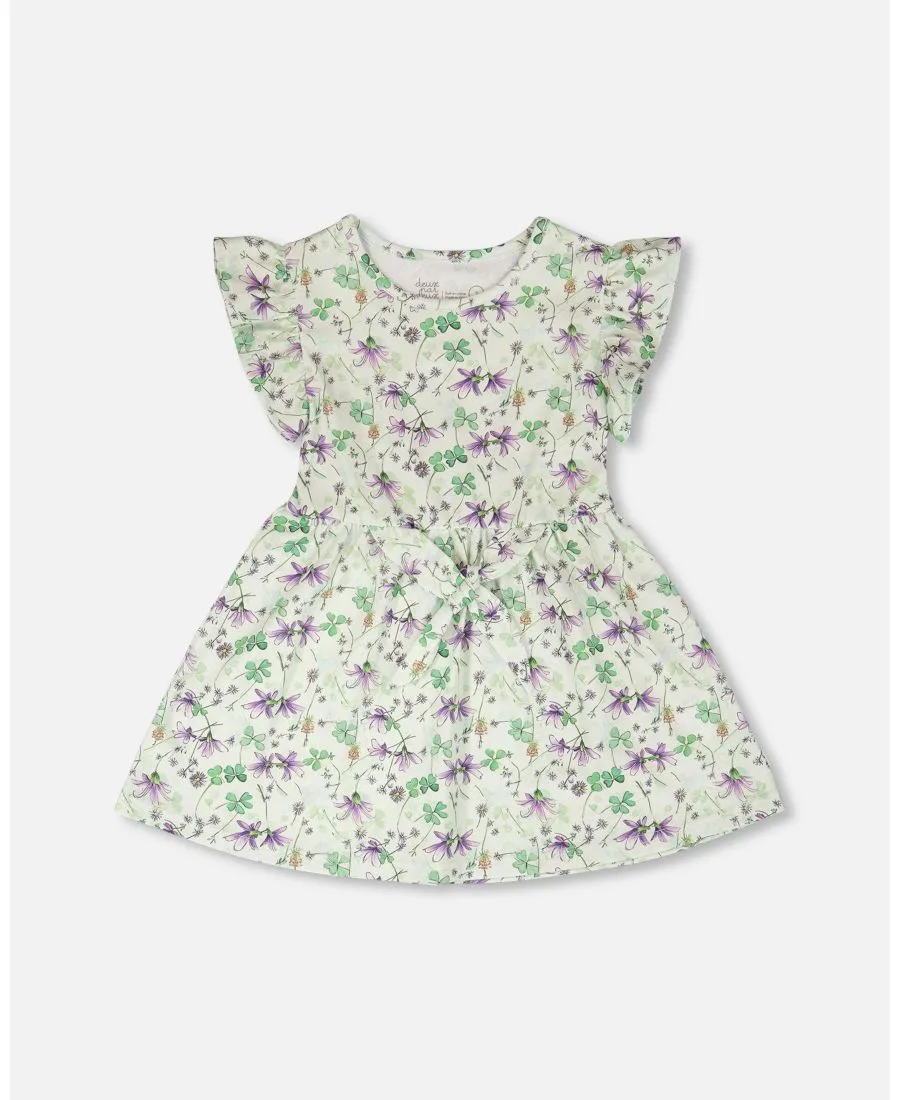 Детское трикотажное платье для девочек Deux par Deux, зеленый floral print