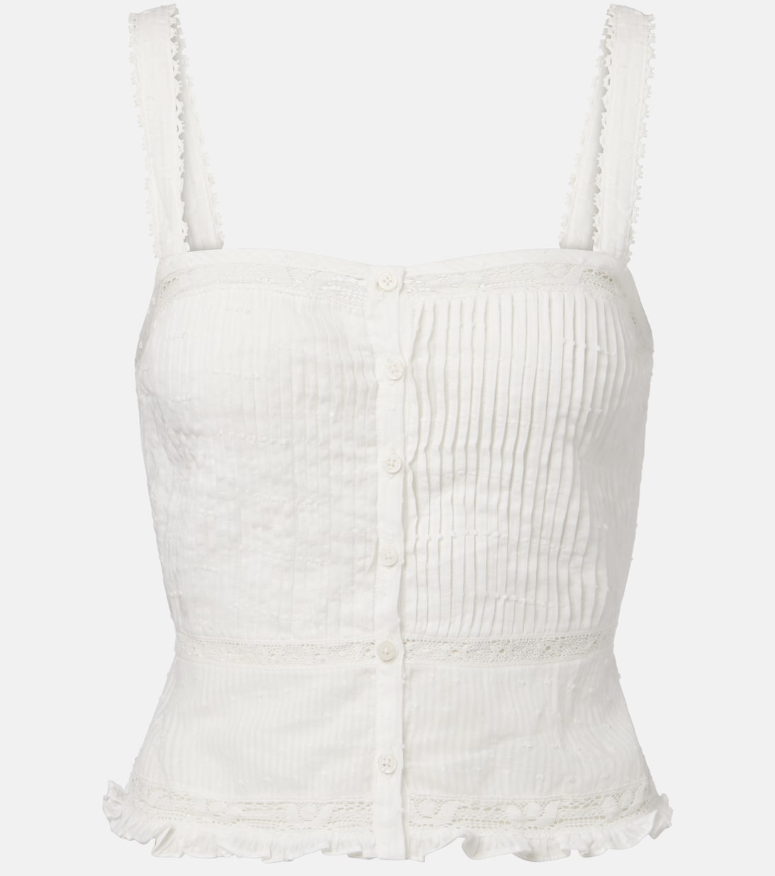 

Топ с принтом ягод укороченный хлопковый Poupette St Barth, Natural White Plain
