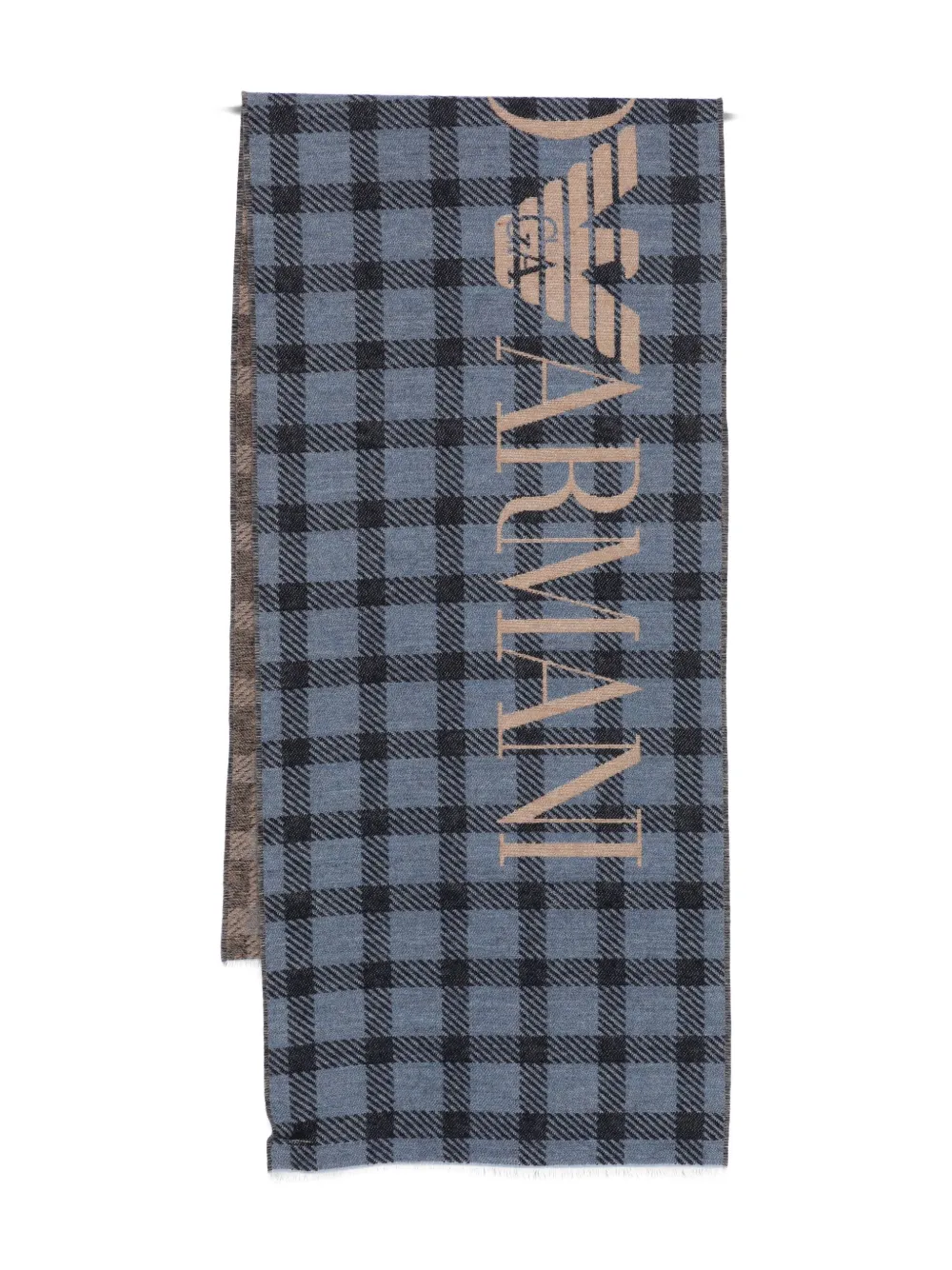 

Шарф с логотипом в клетку EMPORIO ARMANI, синий
