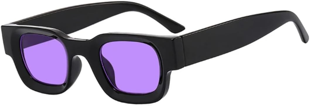 

Модные солнцезащитные очки маленького размера, прямоугольная оправа, толстая рамка, дорожные солнцезащитные очки для мужчин и женщин, защита от УФ-излучения UV400 VVTWSSW, Black Purple