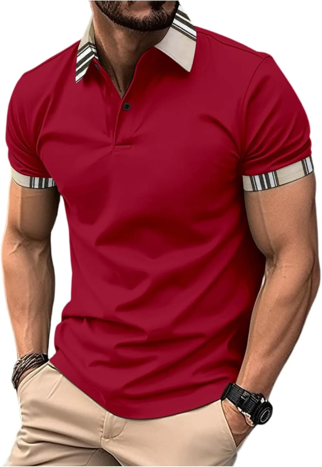 

Мужская короткая рубашка поло с контрастной отделкой RALUEMID