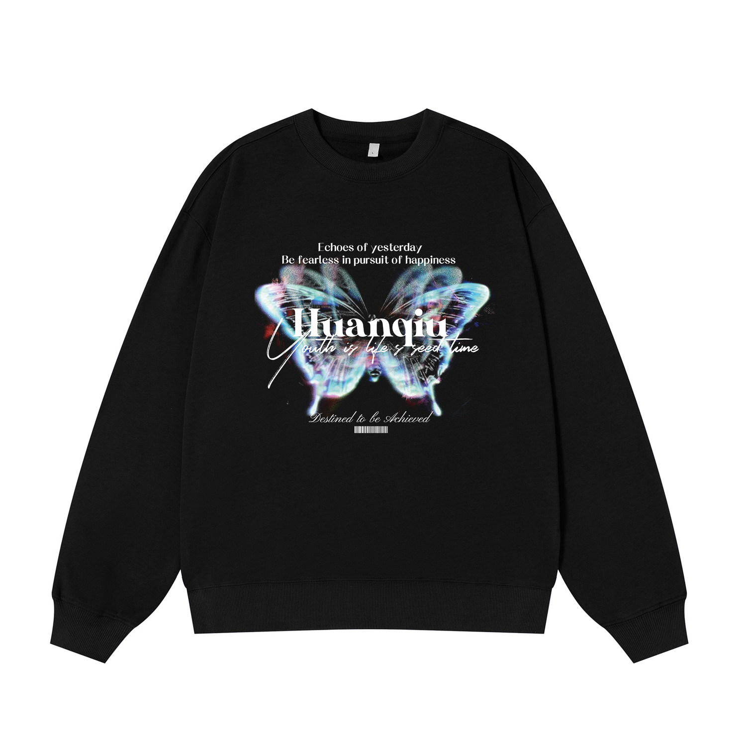 

Свитшот с круглым вырезом Unisex HUANQIU, черный (fleece-lined)