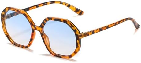 

Популярные модные многоугольные солнцезащитные очки для женщин, винтажные очки конфетных цветов, мужские солнцезащитные очки с градиентной защитой UV400 MTZJH, Leopard Blue