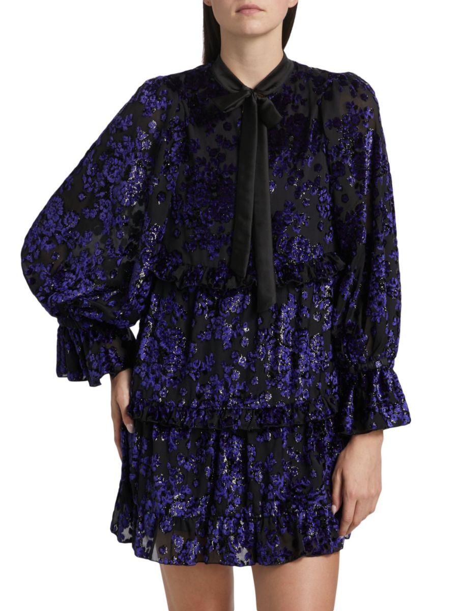 

Мини-платье Moranne Satin Tieneck Alice + Olivia, цвет Midnight Blue