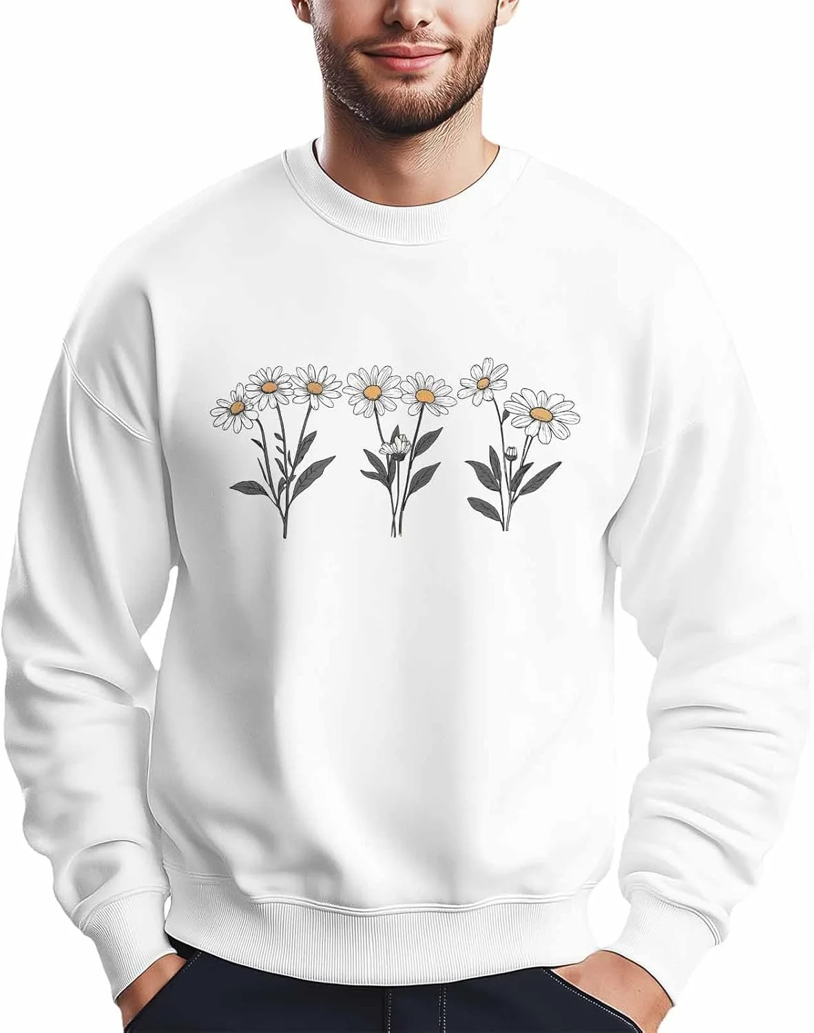 

Мужской свитшот с принтом белой ромашки Winvebermior