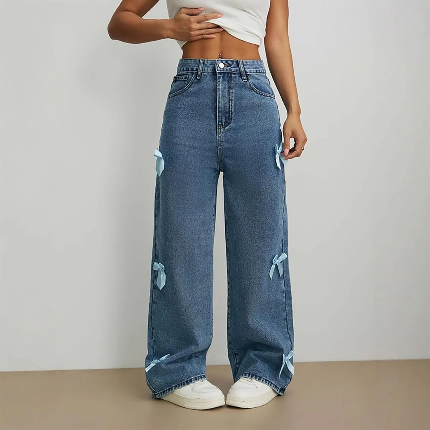 Женские джинсы Bow Wide Leg с высокой посадкой и свободным кроем — фото 2