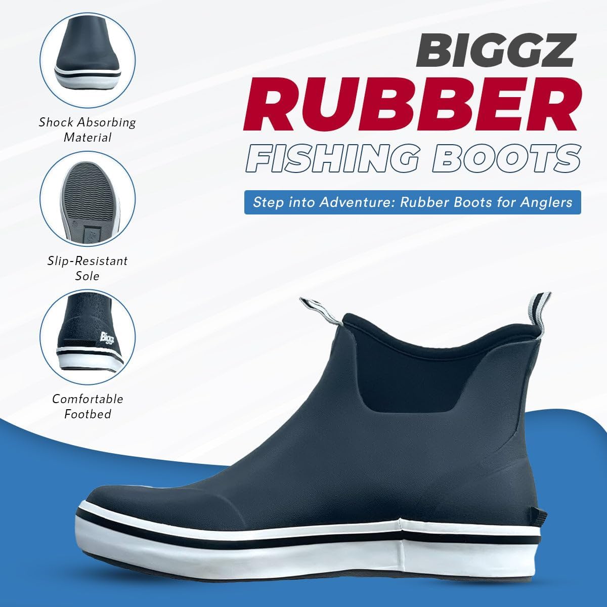Резиновые рыбацкие сапоги Biggz для мужчин, черный — фото 2