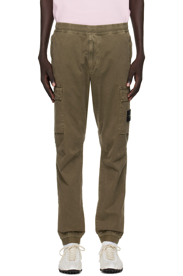 

Stone Island Зеленые брюки-карго из органического хлопкового саржевого плетения