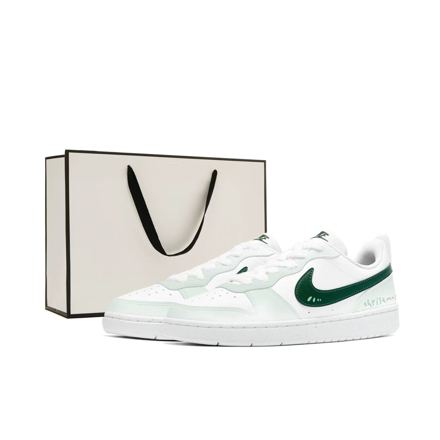 

Court Borough нескользящие, устойчивые к истиранию, с амортизацией, дышащие низкие детские скейтбординг кроссовки Nike, зеленый/белый