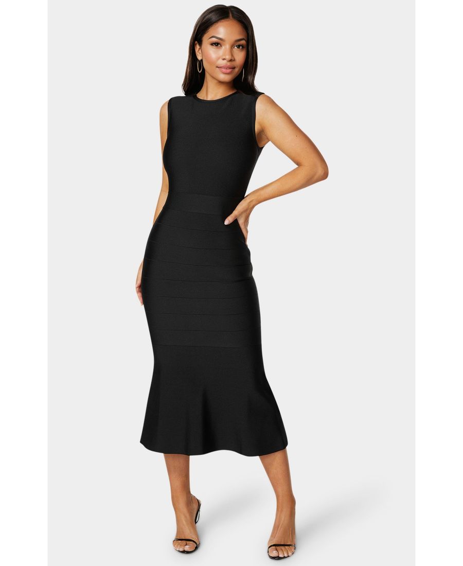 

Женское платье с короткими рукавами и оборками в стиле бандаж Bebe, Black