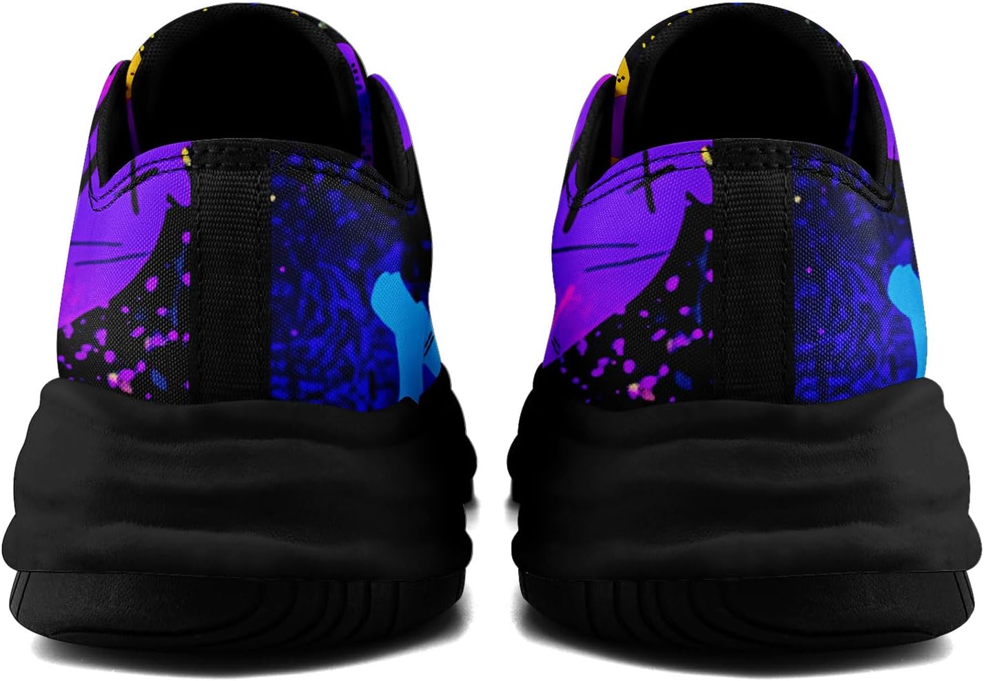 Мужские кроссовки coolcustomize из холщовой ткани с граффити, цветные повседневные низкие кеды на шнуровке для женщин с абстрактным уличным арт-дизайном, желтый — фото 3