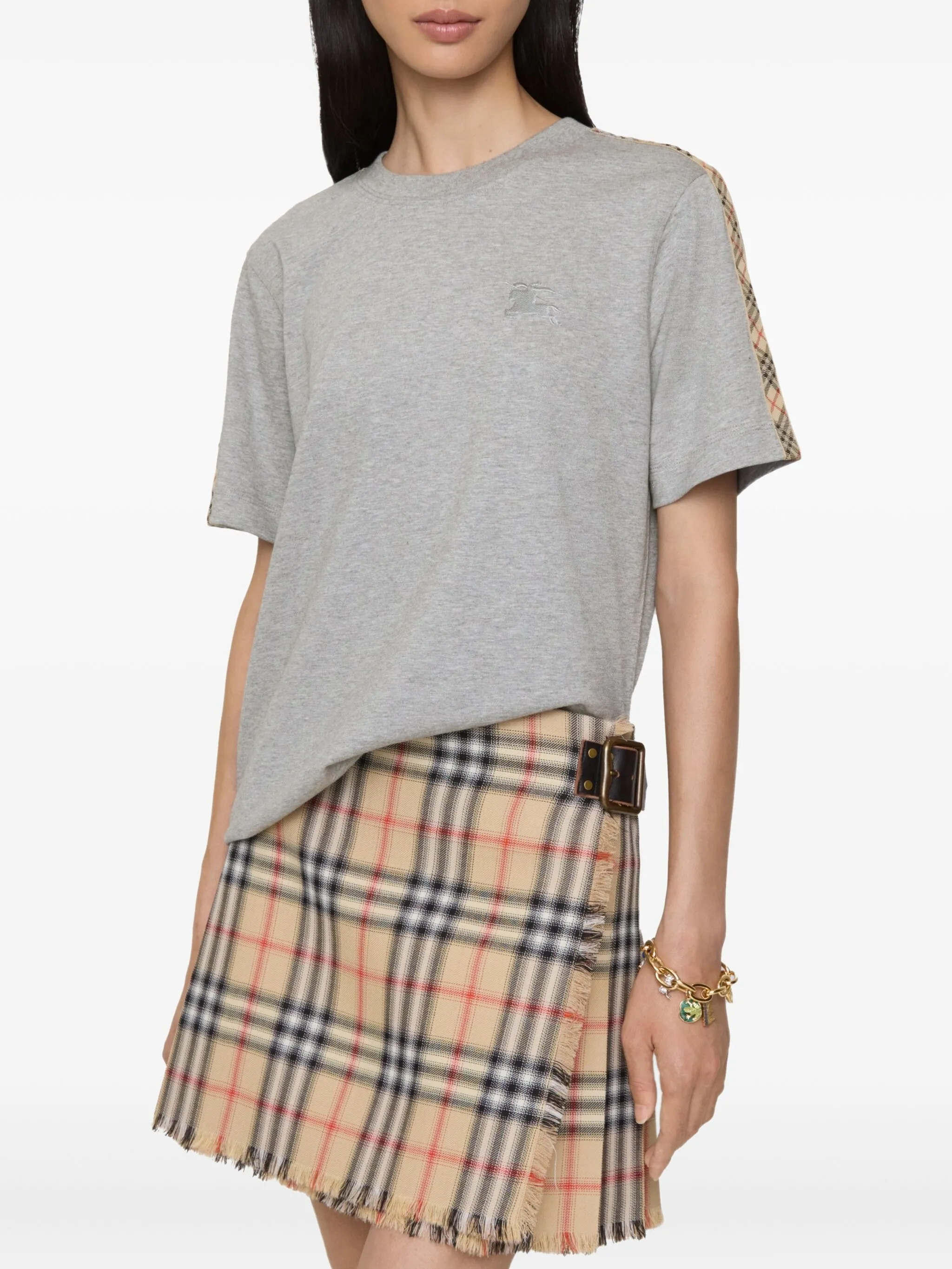 Футболка Burberry, клетка, серый — фото 2
