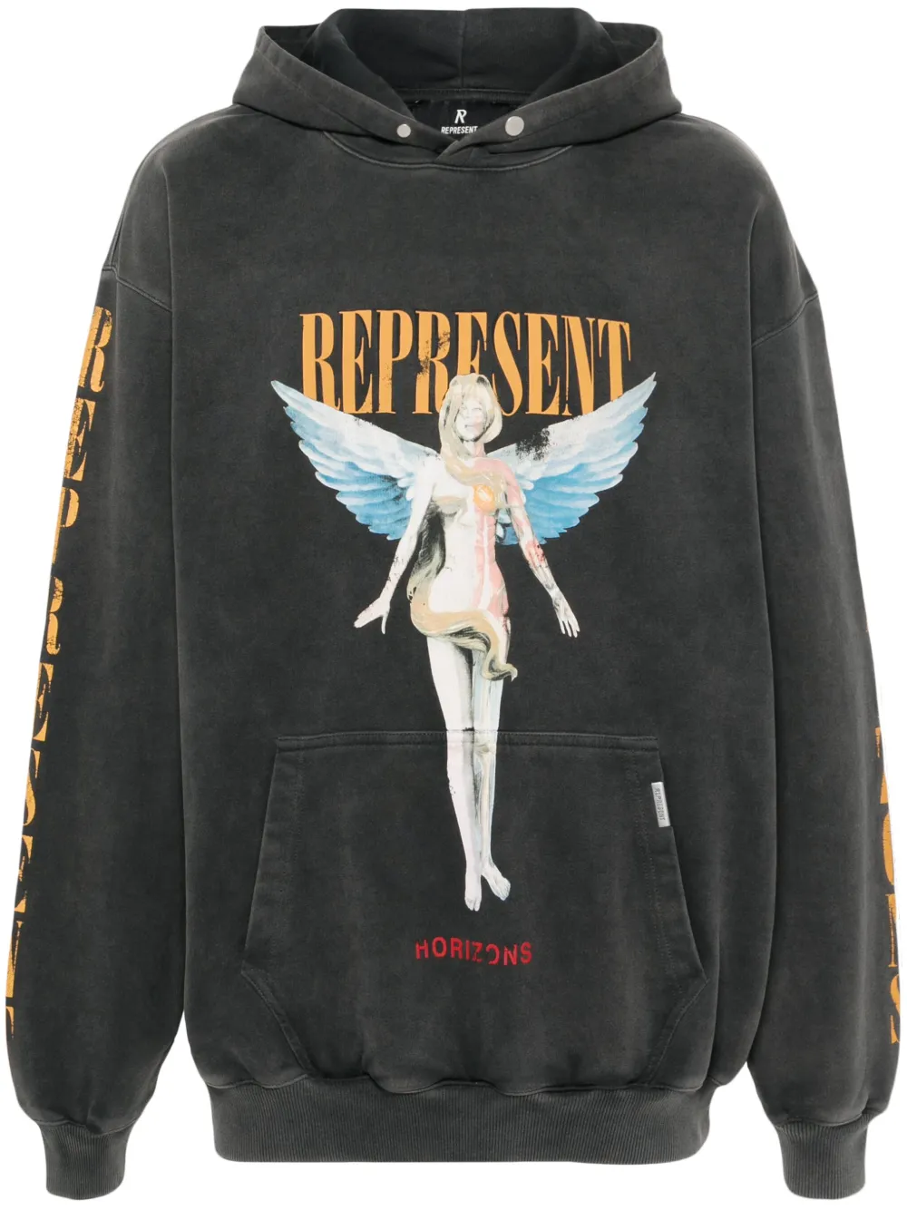 

Худи Reborn с графичным принтом Represent, серый