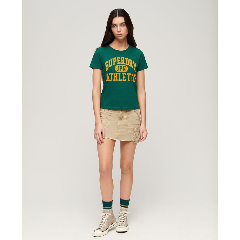 Футболка с коротким рукавом Superdry Varsity Flocked Fitted, зеленый — фото 4