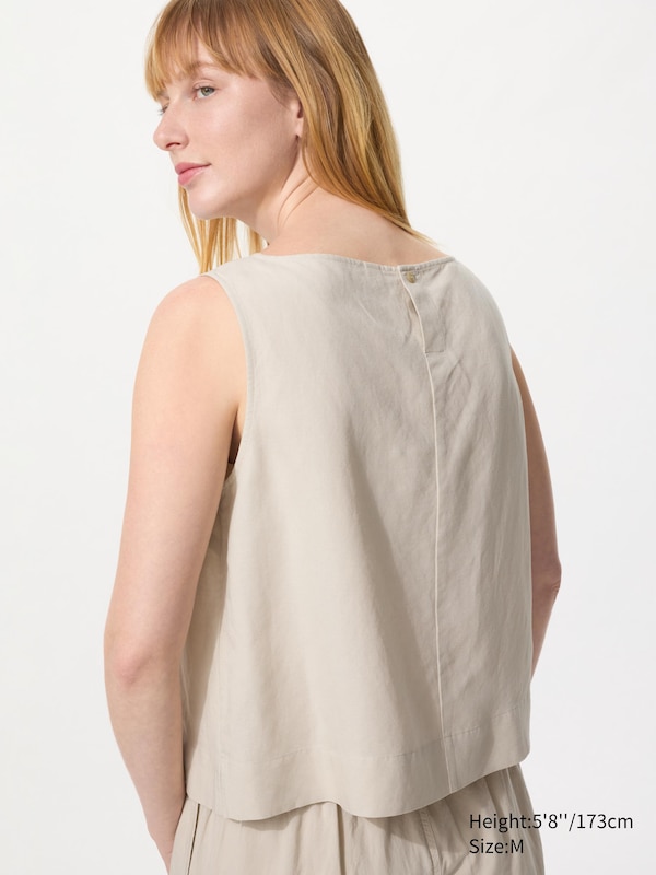 Блузка из смесового льна без рукавов Uniqlo, 30 natural — фото 3