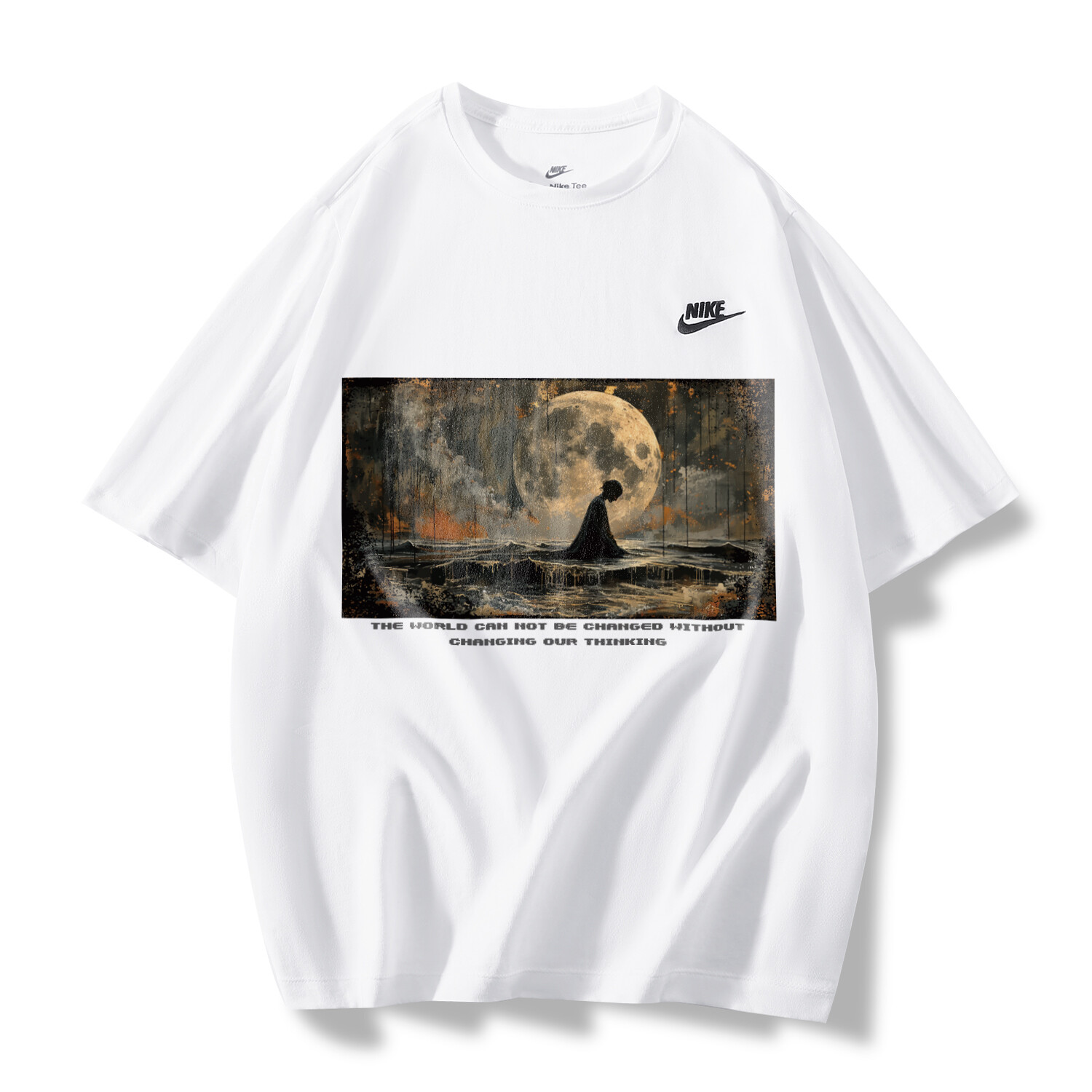 

Футболка унисекс белая с коротким рукавом Thinker Nike, белый