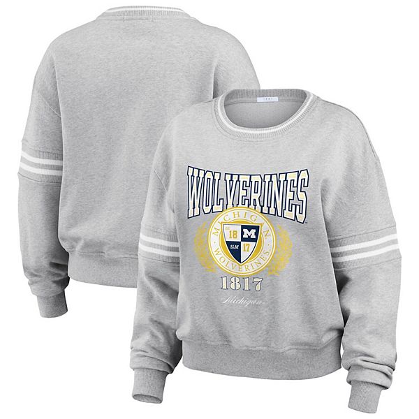 

Женский свитер Michigan Wolverines в полоску, цвет heather gray Wear By Erin Andrews