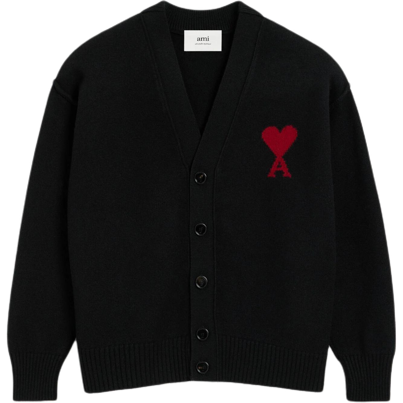 

Кардиган Ami Paris с интарсией логотипа AMIPARIS, черный