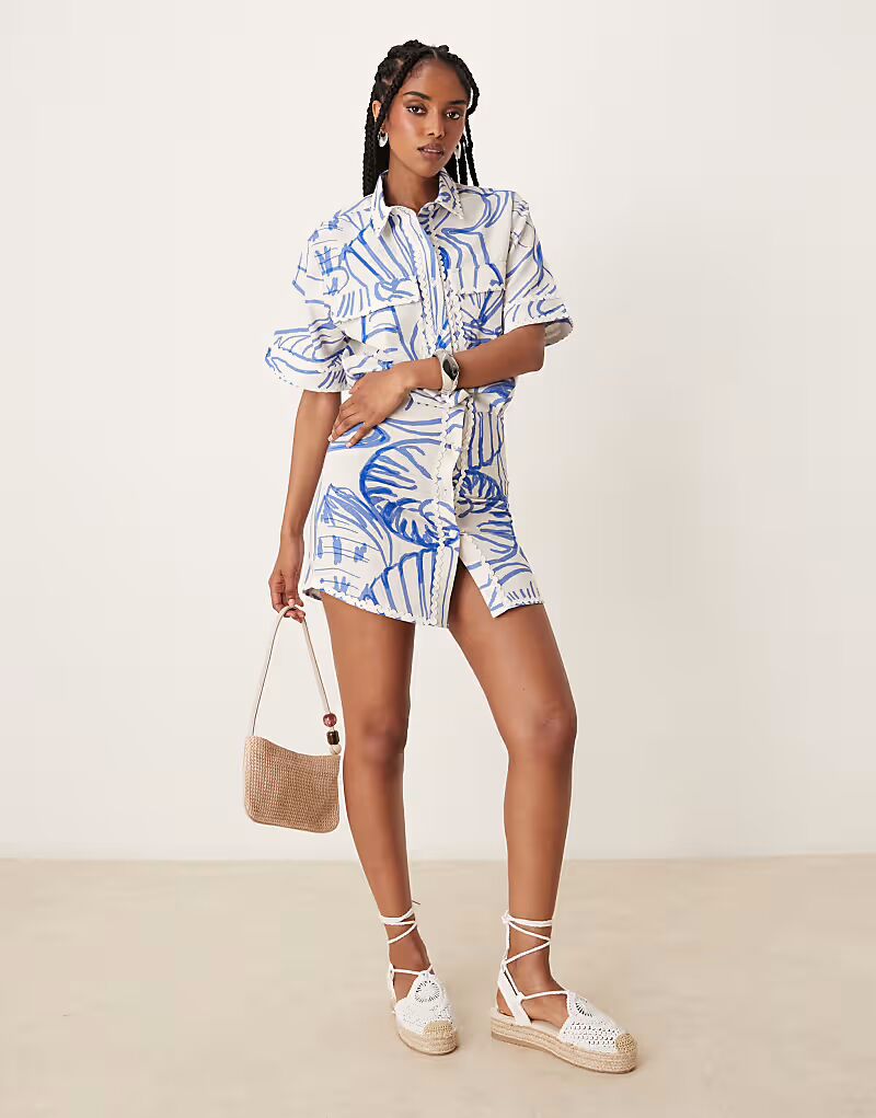 

Платье-рубашка мини ASOS DESIGN с большими карманами в принт