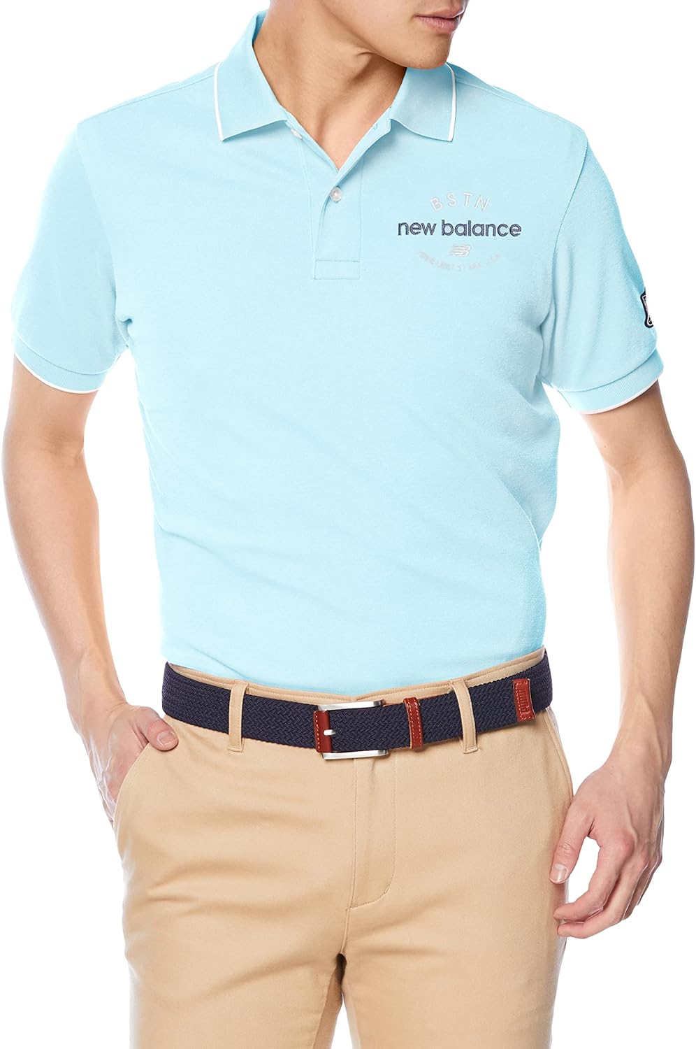 

Мужская поло-рубашка для гольфа New Balance с коротким рукавом (защита от УФ-излучения, эластичная) 012-2160004, синий