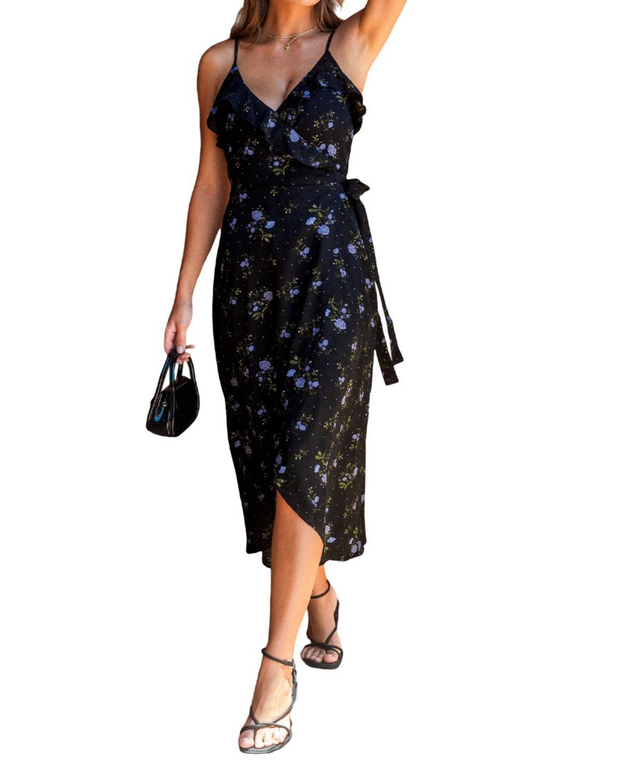 

Женское пляжное платье миди Sweet on Blue с цветочным принтом Cupshe, Black