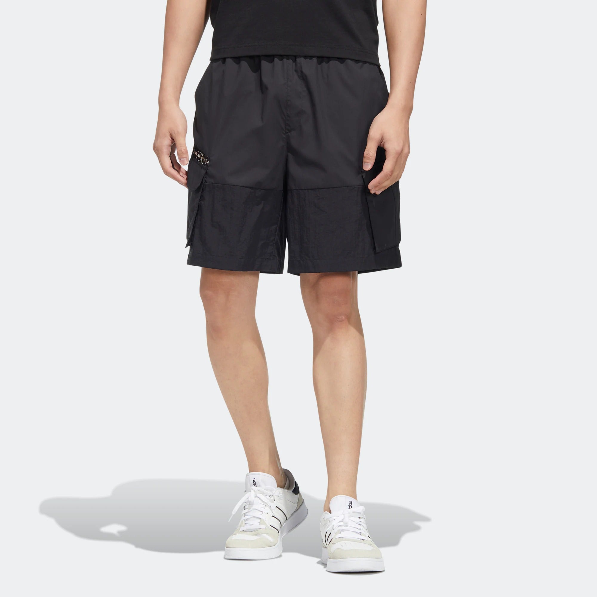Шорты Men's adidas neo Athleisure Casual Sports Solid Color Woven Cargo Pocket Shorts Black HC9737 — фото 3