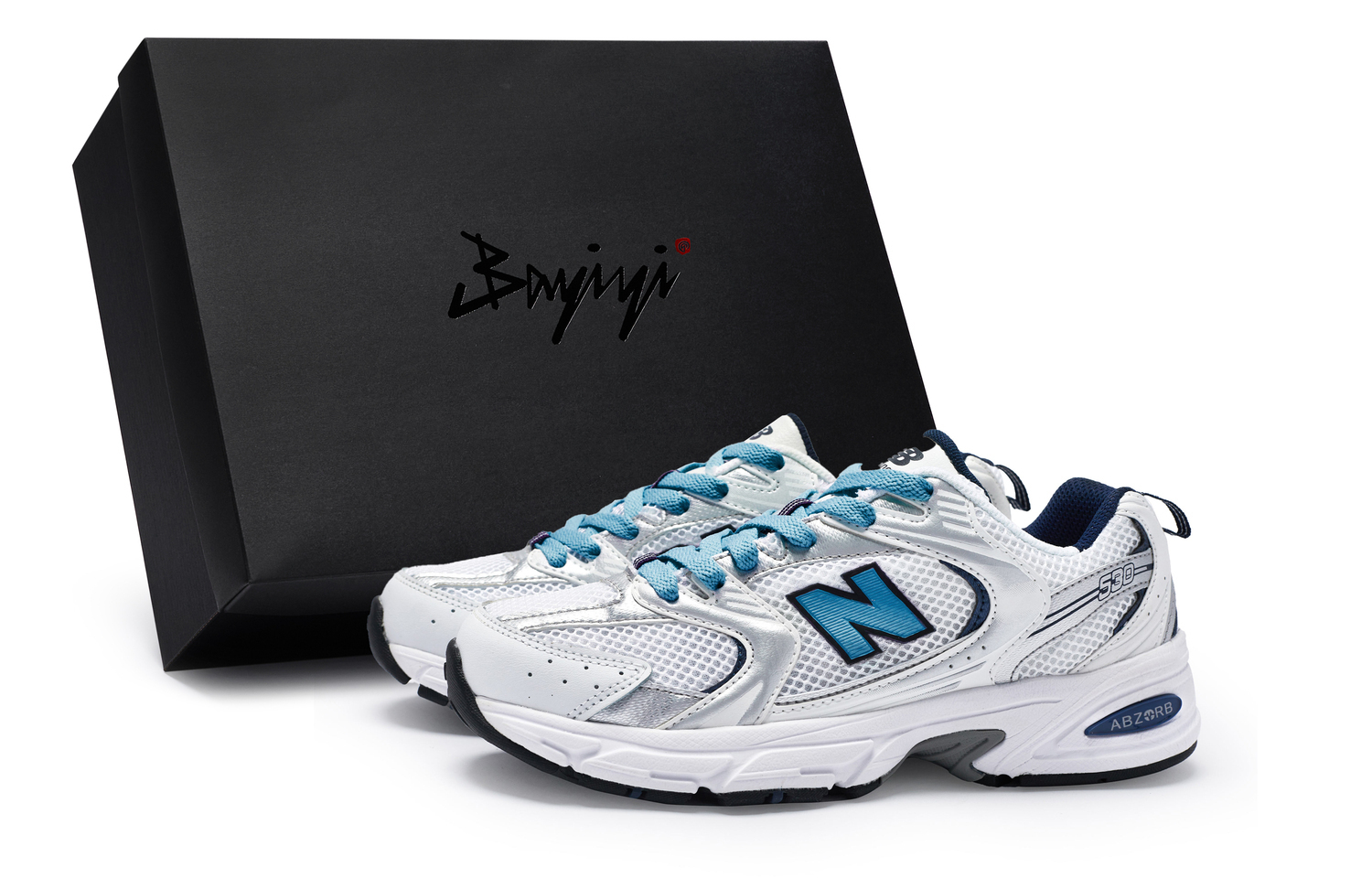 

New Balance Нью Баланс 530 амортизирующие нескользящие дышащие низкие кроссовки для бега унисекс белый серебристый голубой, цвет White Silver Lake Blue