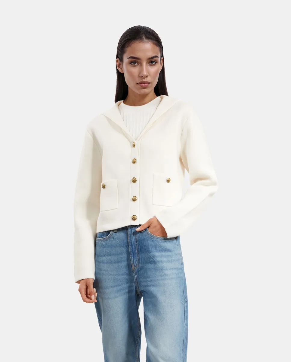 

Женский кардиган из хлопковой шерсти с матросским воротником The Kooples, бежевый