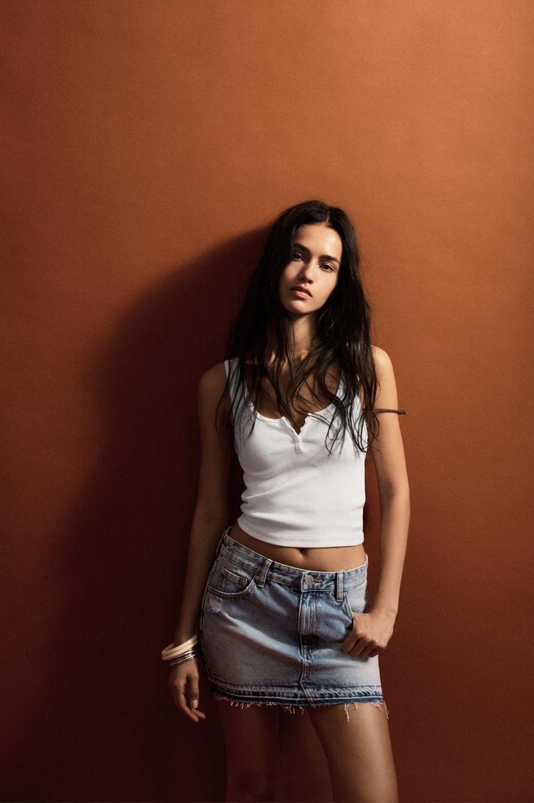 

Джинсовая мини-юбка Pull And Bear, синий