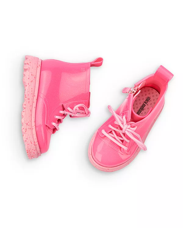 Ботинки Coturno в стиле милитари для девочек - для малышек Mini Melissa, розовый — фото 3