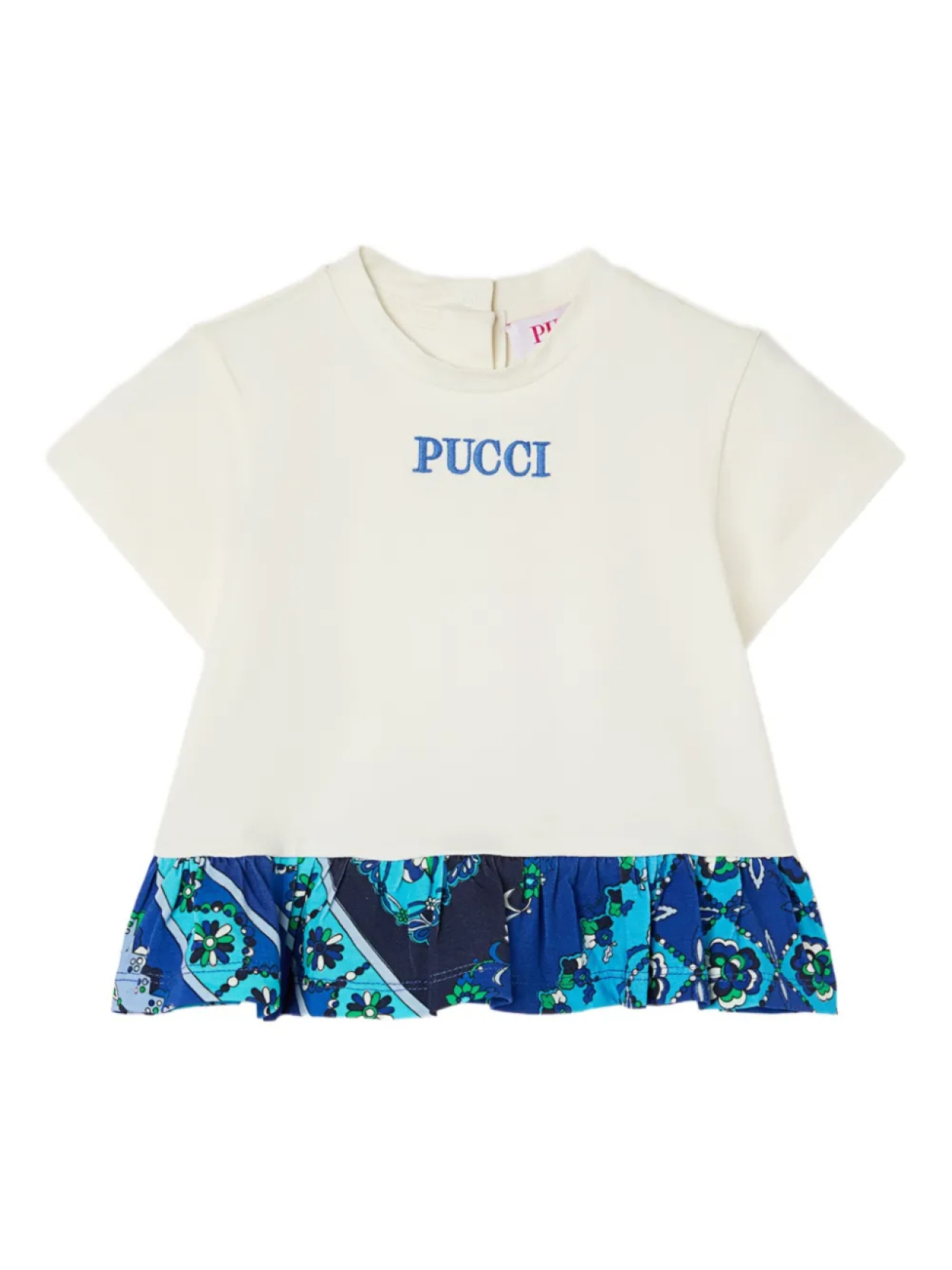 

Футболка с графическим принтом и оборками PUCCI Junior, белый