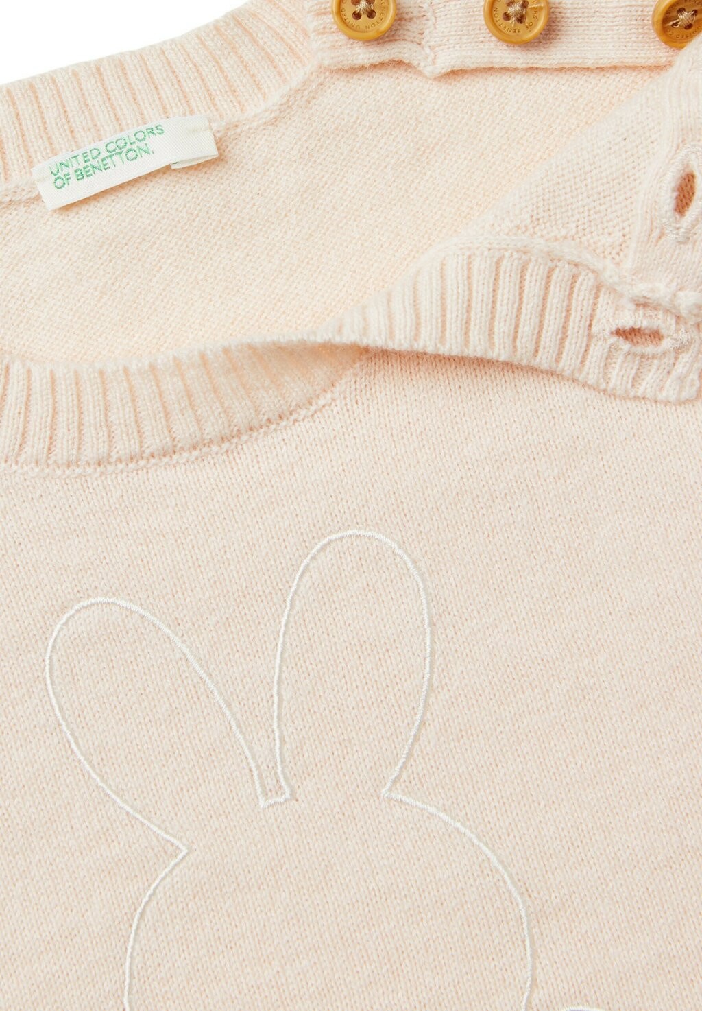

Вязаный свитер WITH EMBROIDERY United Colors of Benetton, розовый